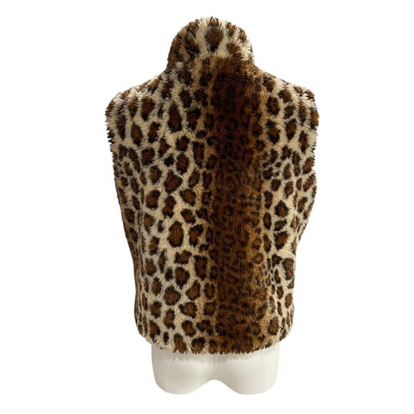Cejon Leopard Faux Fur Vest Women Small Winter Cozy Animal Print Glam Layering - Picture 8 of 9